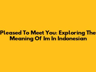 Pleased To Meet You: Exploring The Meaning Of 'I'm' In Indonesian