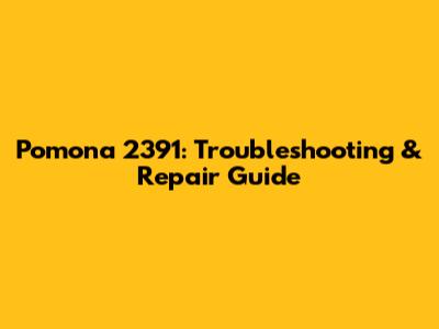 Pomona 2391: Troubleshooting & Repair Guide