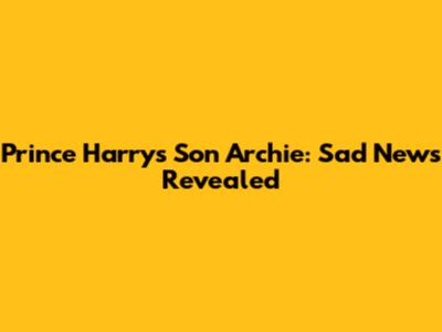 Prince Harry's Son Archie: Sad News Revealed