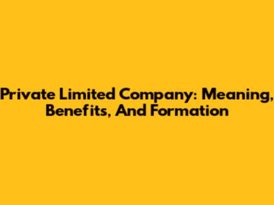 Private Limited Company: Meaning, Benefits, And Formation