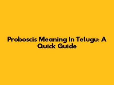 Proboscis Meaning In Telugu: A Quick Guide