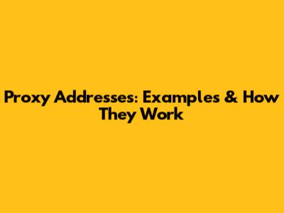 Proxy Addresses: Examples & How They Work
