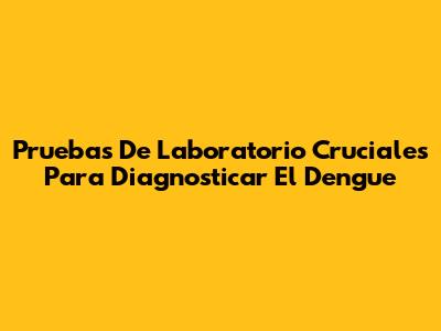Pruebas De Laboratorio Cruciales Para Diagnosticar El Dengue