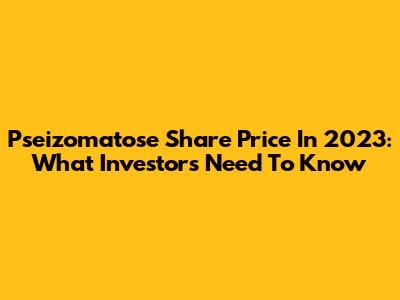Pseizomatose Share Price In 2023: What Investors Need To Know