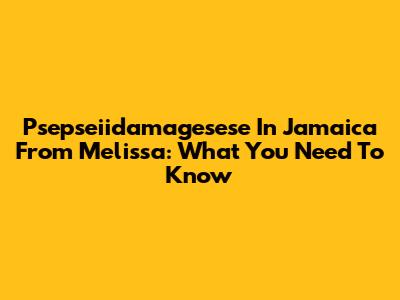 Psepseiidamagesese In Jamaica From Melissa: What You Need To Know