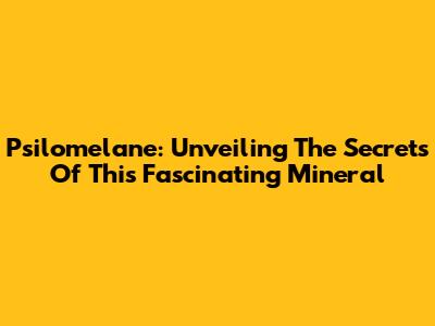 Psilomelane: Unveiling The Secrets Of This Fascinating Mineral