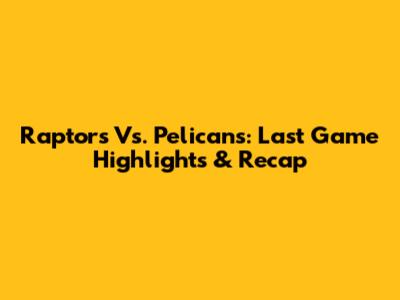Raptors Vs. Pelicans: Last Game Highlights & Recap