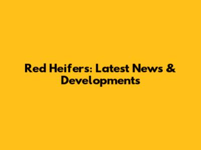 Red Heifers: Latest News & Developments