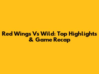 Red Wings Vs Wild: Top Highlights & Game Recap