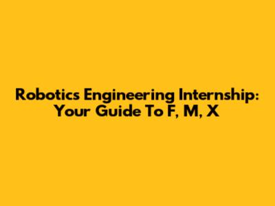Robotics Engineering Internship: Your Guide To F, M, X