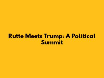Rutte Meets Trump: A Political Summit