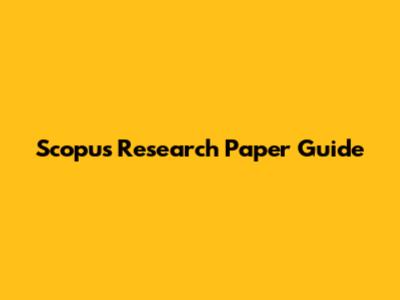Scopus Research Paper Guide