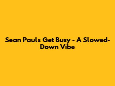 Sean Paul's 'Get Busy' - A Slowed-Down Vibe