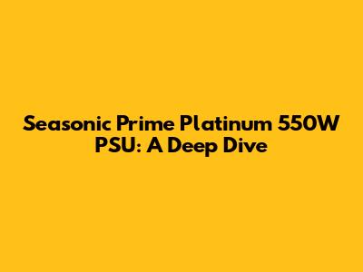 Seasonic Prime Platinum 550W PSU: A Deep Dive
