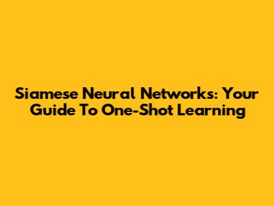 Siamese Neural Networks: Your Guide To One-Shot Learning