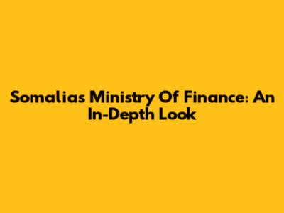 Somalia's Ministry Of Finance: An In-Depth Look