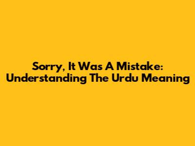 Sorry, It Was A Mistake: Understanding The Urdu Meaning