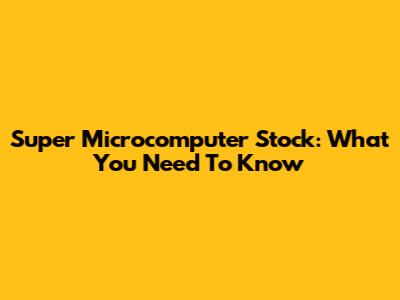 Super Microcomputer Stock: What You Need To Know