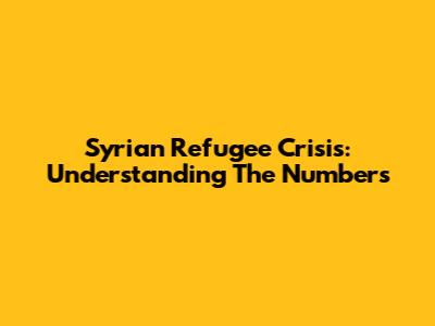 Syrian Refugee Crisis: Understanding The Numbers