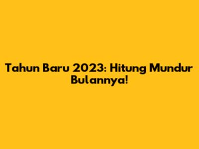 Tahun Baru 2023: Hitung Mundur Bulannya!