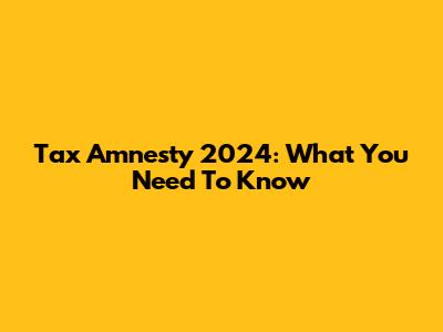 Tax Amnesty 2024: What You Need To Know
