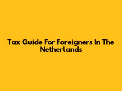 Tax Guide For Foreigners In The Netherlands