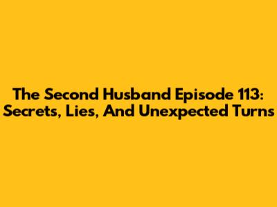 The Second Husband Episode 113: Secrets, Lies, And Unexpected Turns
