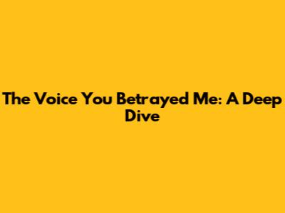 The Voice You Betrayed Me: A Deep Dive