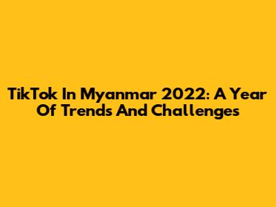 TikTok In Myanmar 2022: A Year Of Trends And Challenges