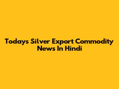 Today's Silver Export Commodity News In Hindi