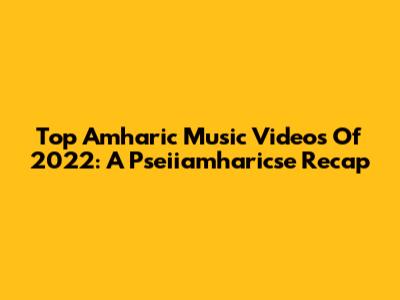 Top Amharic Music Videos Of 2022: A Pseiiamharicse Recap