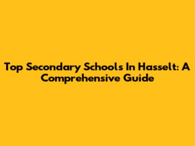 Top Secondary Schools In Hasselt: A Comprehensive Guide