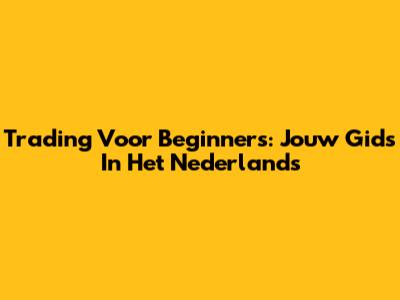 Trading Voor Beginners: Jouw Gids In Het Nederlands