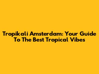 Tropikali Amsterdam: Your Guide To The Best Tropical Vibes