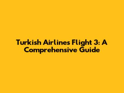 Turkish Airlines Flight 3: A Comprehensive Guide