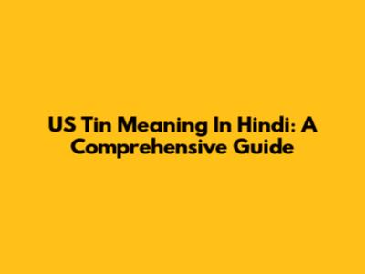 US Tin Meaning In Hindi: A Comprehensive Guide