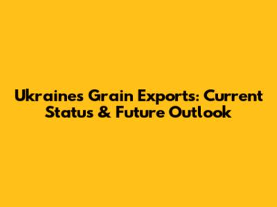 Ukraine's Grain Exports: Current Status & Future Outlook