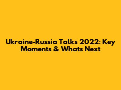 Ukraine-Russia Talks 2022: Key Moments & What's Next