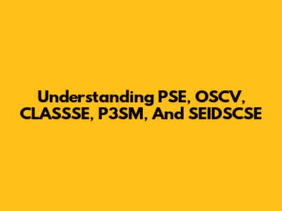 Understanding PSE, OSCV, CLASSSE, P3SM, And SEIDSCSE