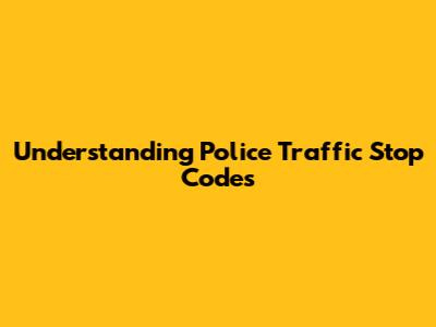 Understanding Police Traffic Stop Codes