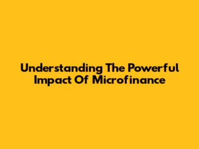 Understanding The Powerful Impact Of Microfinance
