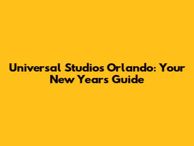 Universal Studios Orlando: Your New Year's Guide