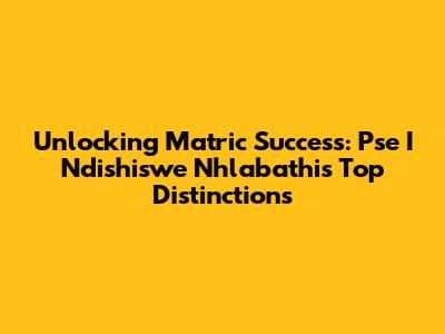 Unlocking Matric Success: Pse I Ndishiswe Nhlabathi's Top Distinctions