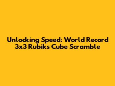 Unlocking Speed: World Record 3x3 Rubik's Cube Scramble