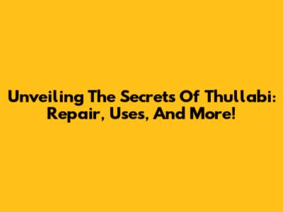 Unveiling The Secrets Of Thullabi: Repair, Uses, And More!