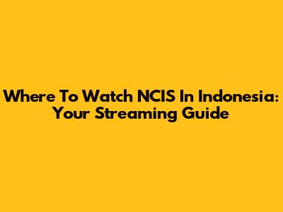 Where To Watch NCIS In Indonesia: Your Streaming Guide