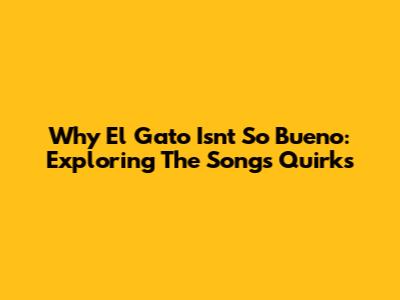 Why 'El Gato' Isn't So 'Bueno': Exploring The Song's Quirks