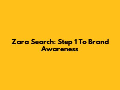Zara Search: Step 1 To Brand Awareness