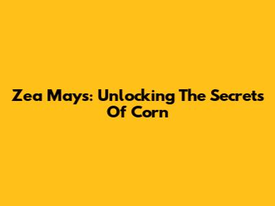 Zea Mays: Unlocking The Secrets Of Corn