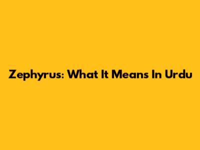 Zephyrus: What It Means In Urdu